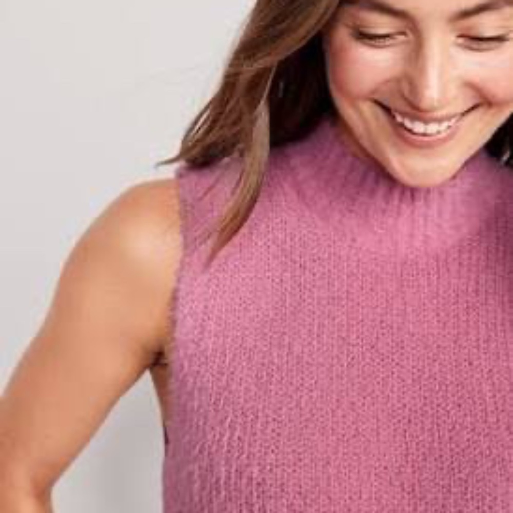Old Navy Pink Mock Neck Eyelash Sweater